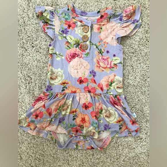 POSH PEANUT Bellamy Ruffled Twirl Skirt Bodysuit Dress Size 3-6m - Picture 2 of 5